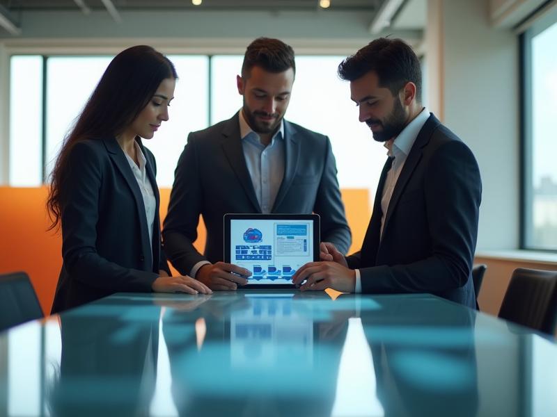 NovaSculpt cloud strategy team analyzing data on a screen