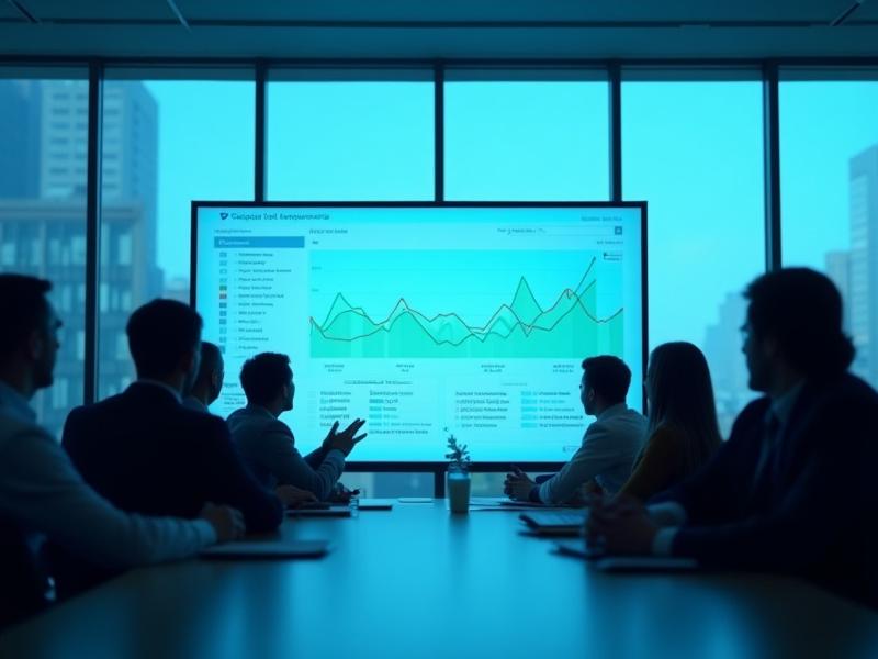 Team analyzing data on large screens in a modern Atlanta office